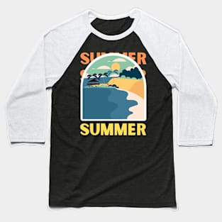 Hello summer sunset Beach summertime love ocean Baseball T-Shirt